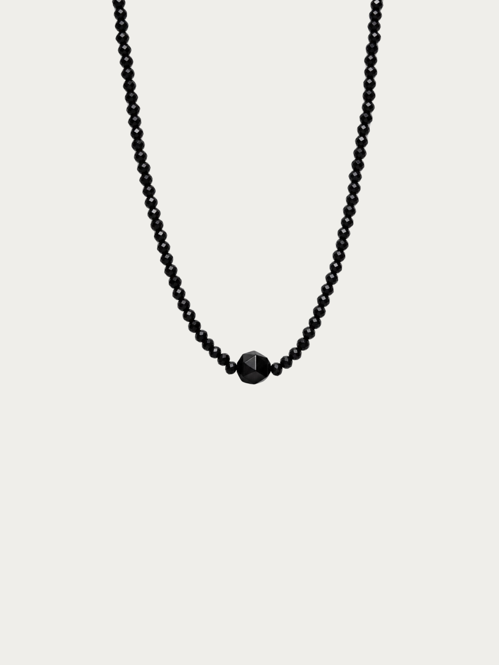 Balance Black Beaded Necklace with faceted black crystal beads