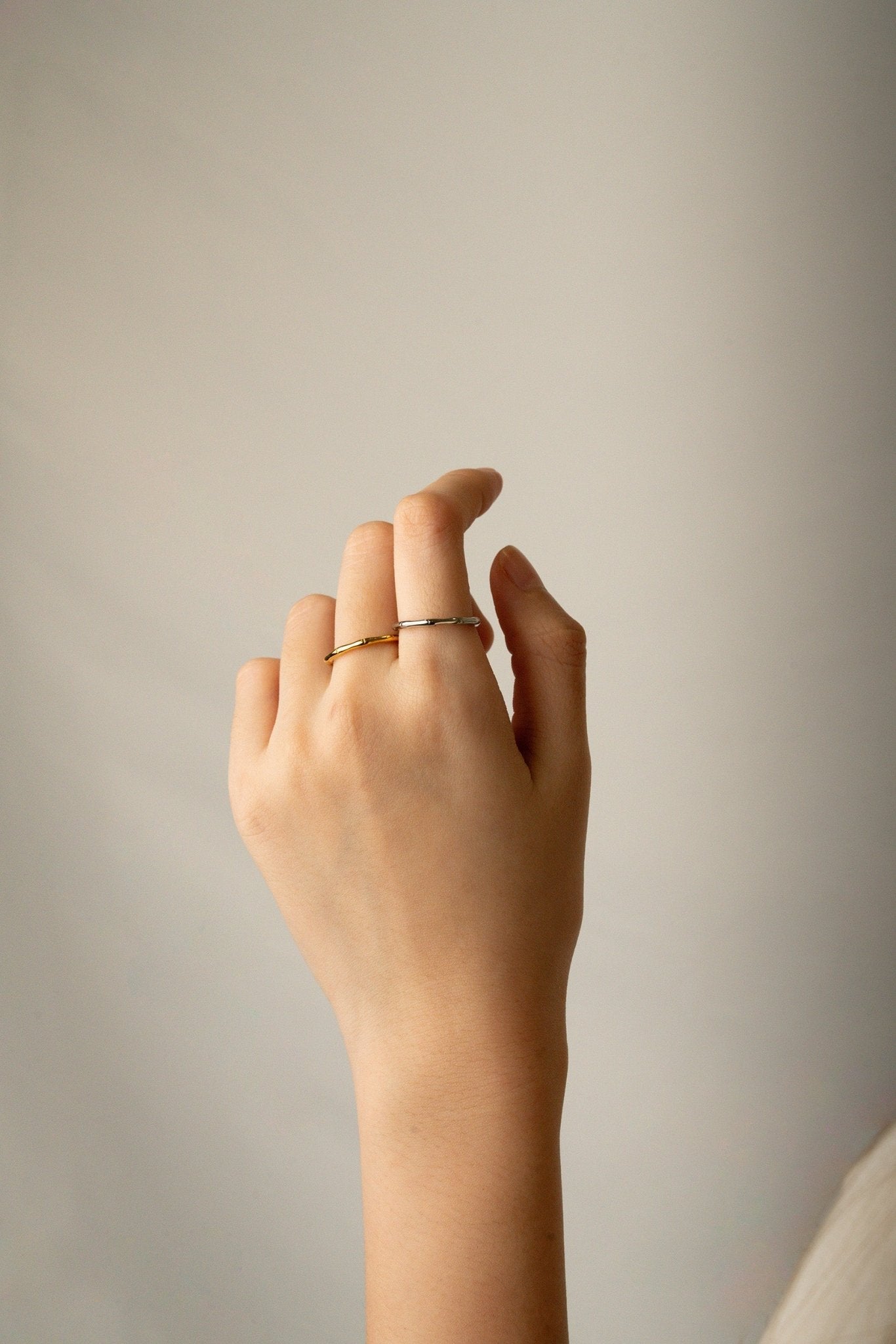 Bamboo Ring gold & silver tone worn on hand, waterproof stainless steel ring Malaysia