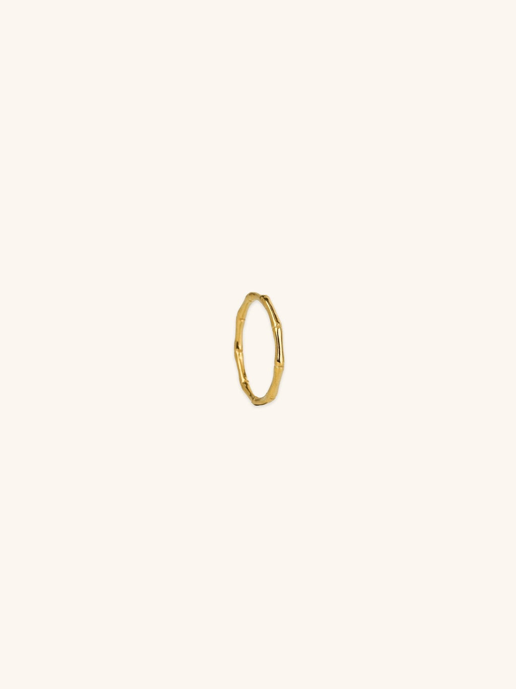 Bamboo Ring in gold tone stainless steel, bamboo-textured band front view, MNML Malaysia