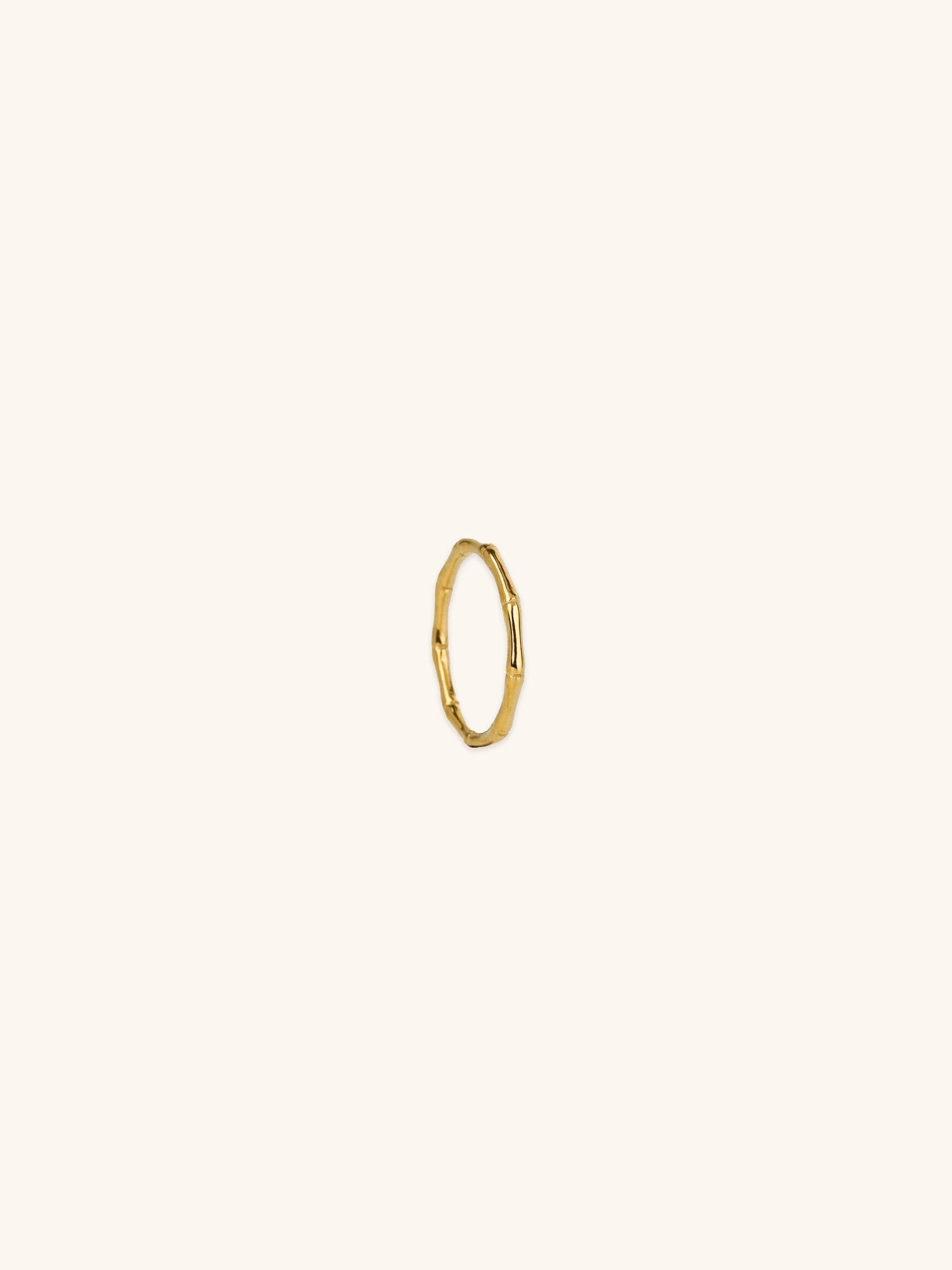 Bamboo Ring in gold tone stainless steel, bamboo-textured band front view, MNML Malaysia