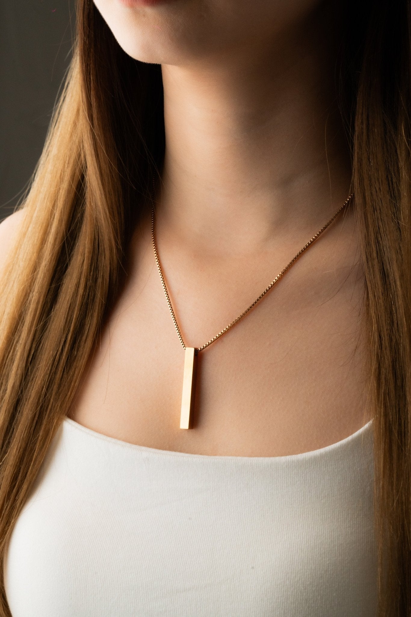 Bar Box Chain Engravable Pendant Necklace - Minimalist Lab