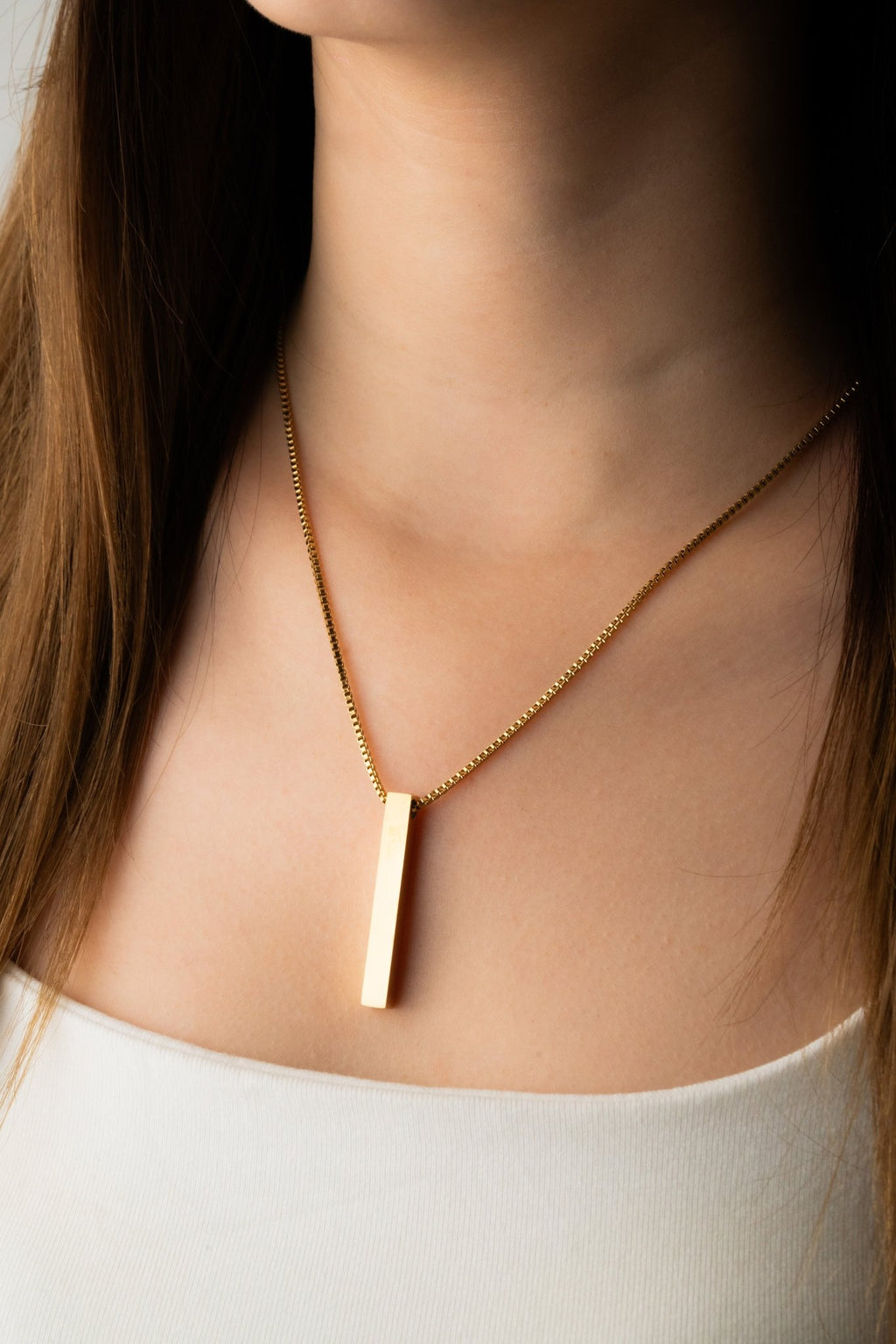 Bar Box Chain Engravable Pendant Necklace - Minimalist Lab