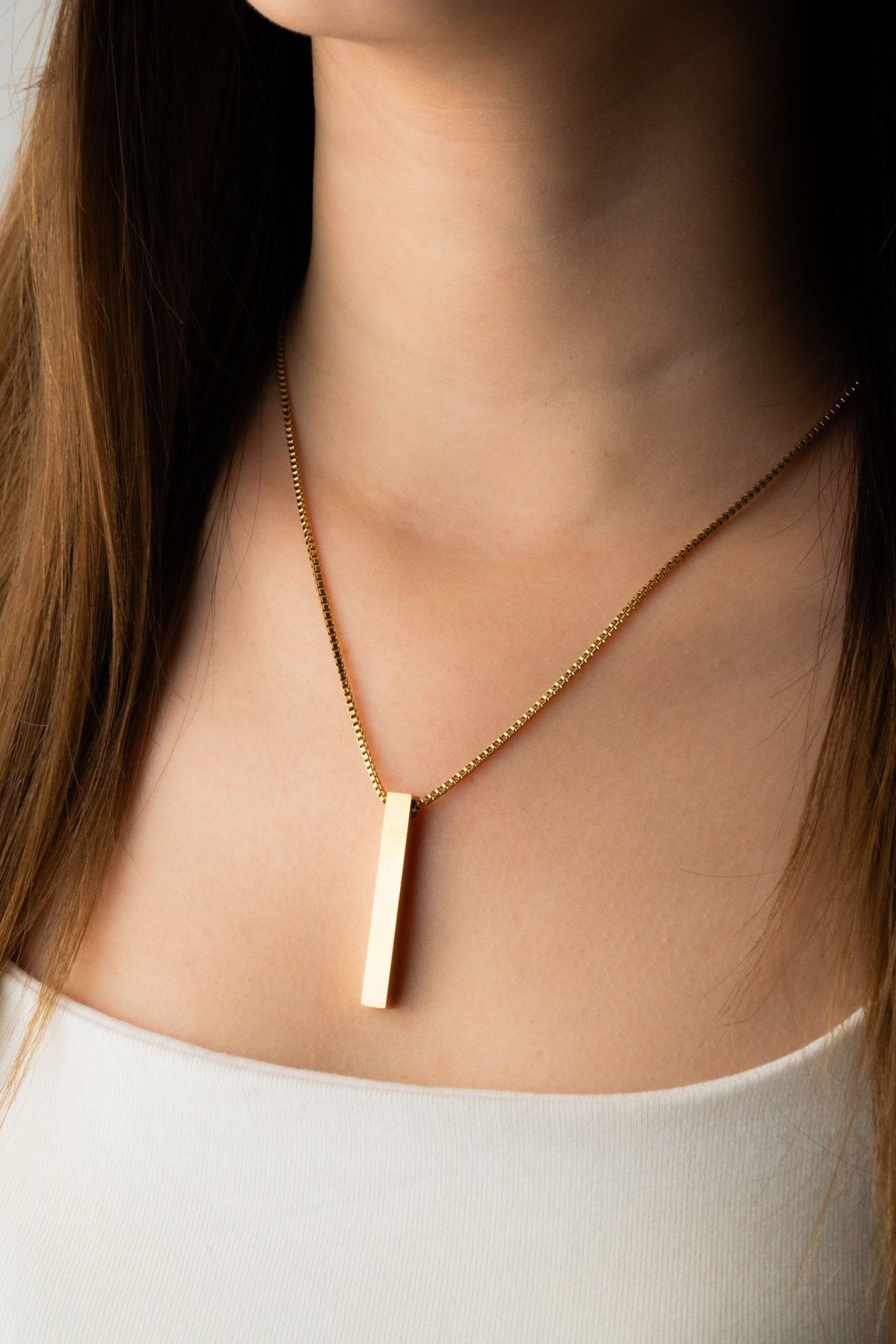 Bar Box Chain Engravable Pendant Necklace - Minimalist Lab