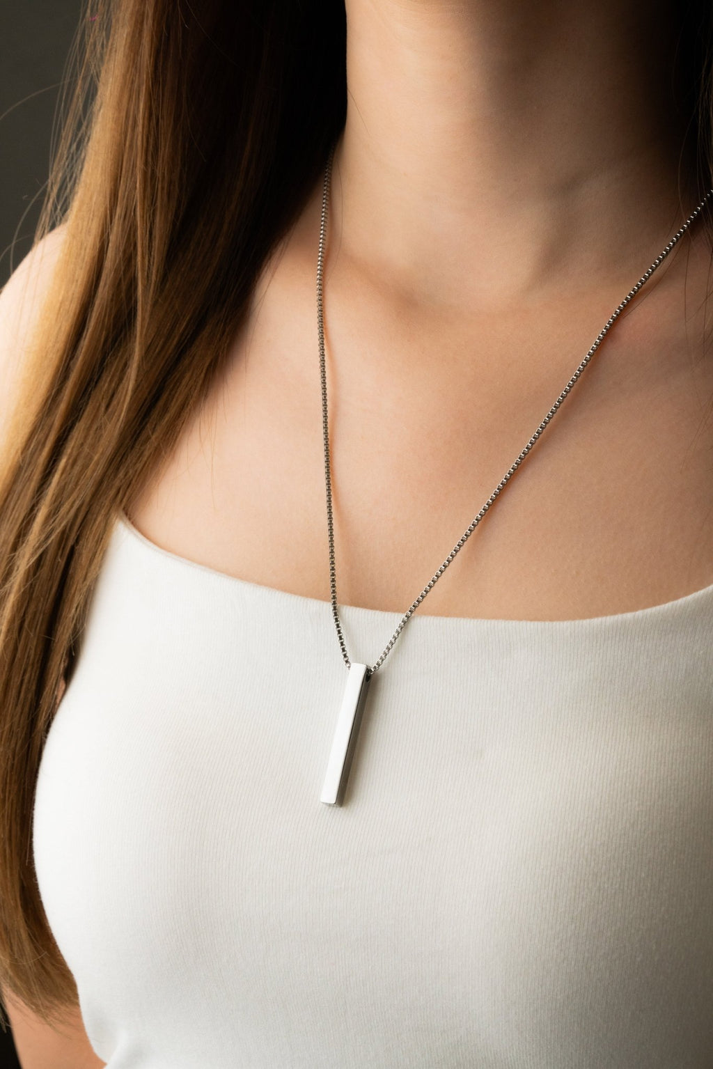Bar Box Chain Engravable Pendant Necklace - Minimalist Lab