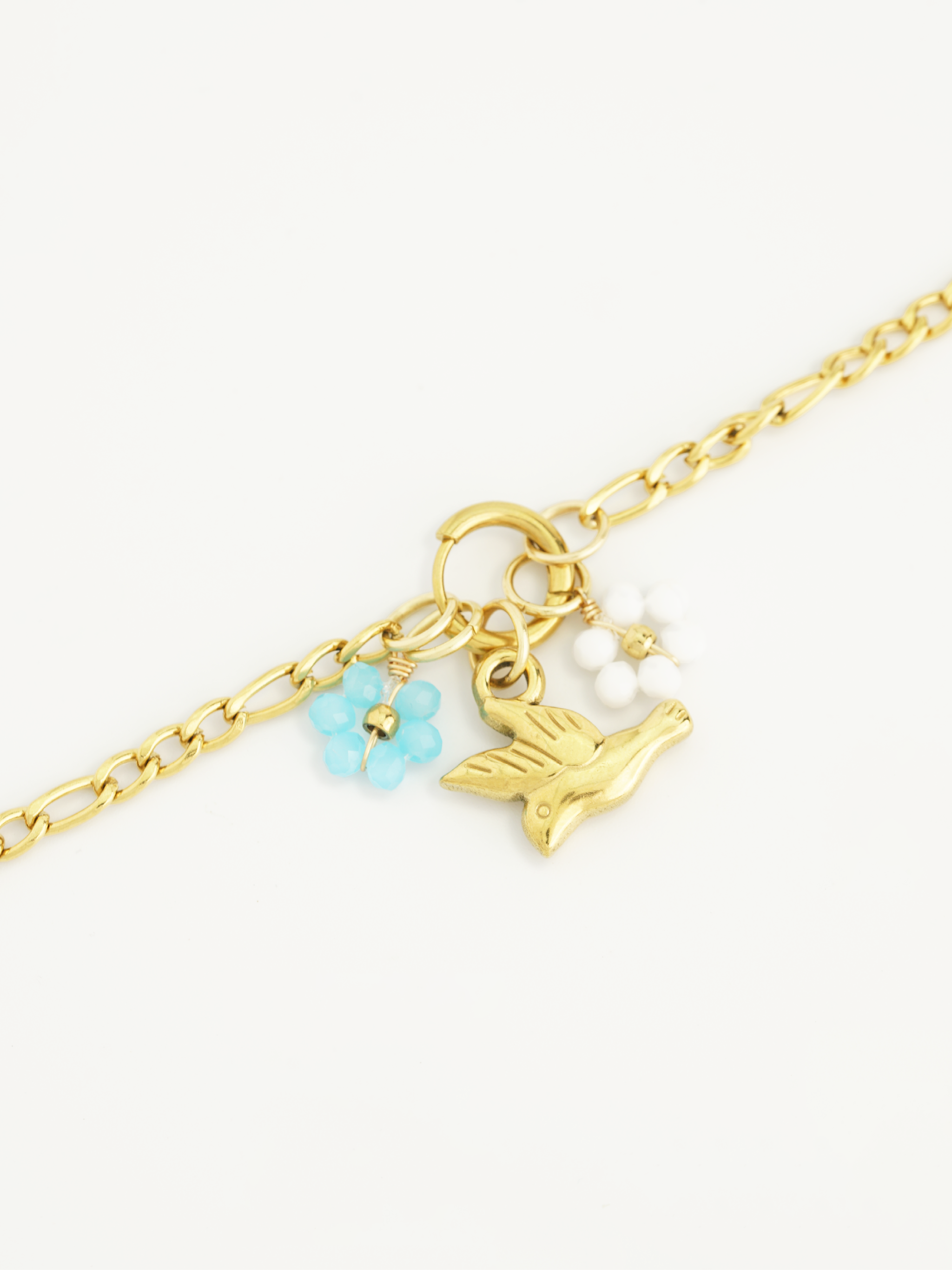 Beaded floral charm stainless steel everyday wear