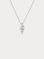 Beatrice 1-Carat Marquise Moissanite Box Chain Necklace in sterling silver with rhodium finish