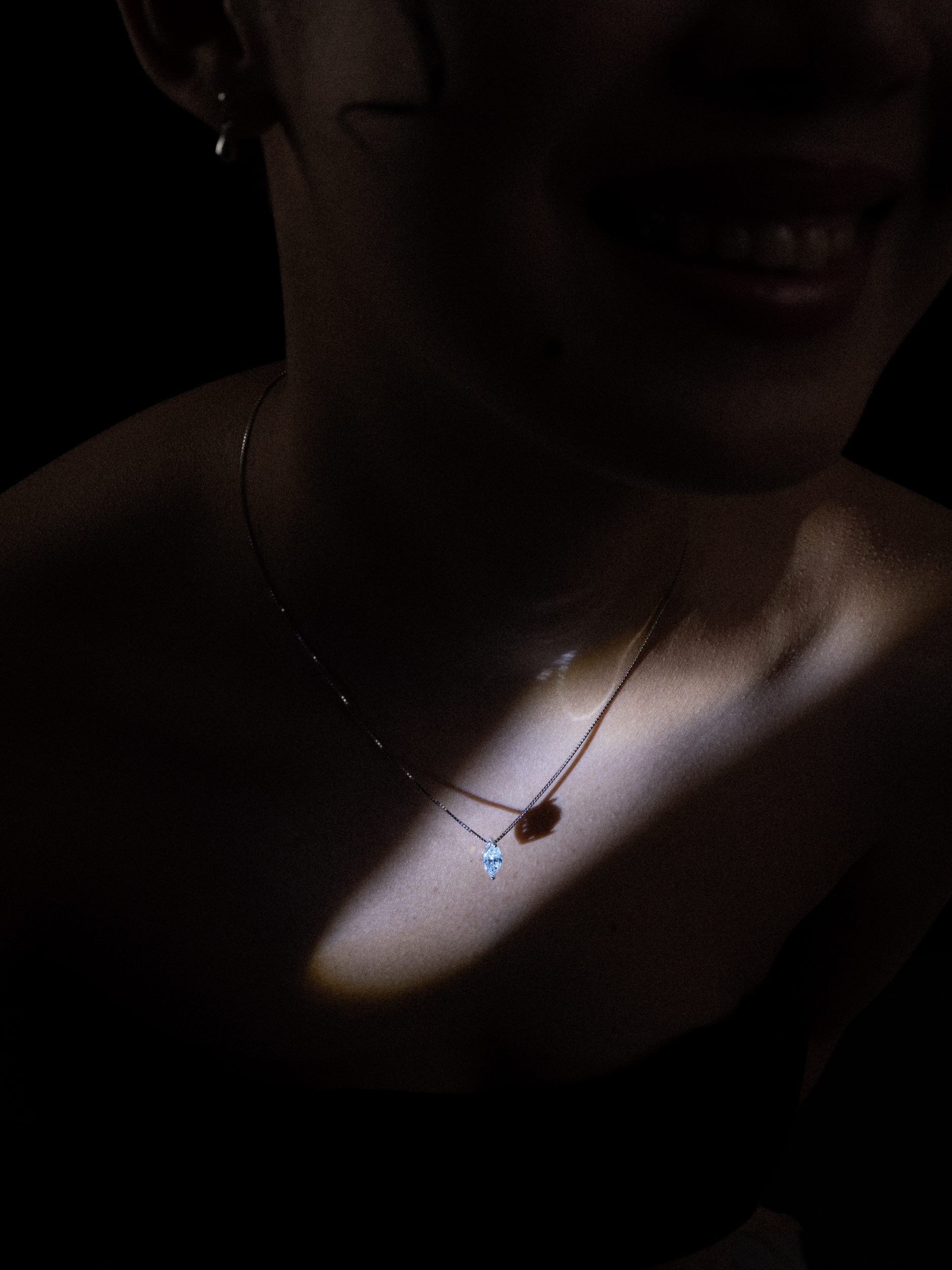 Beatrice 1-Carat Marquise Moissanite Necklace worn on neckline