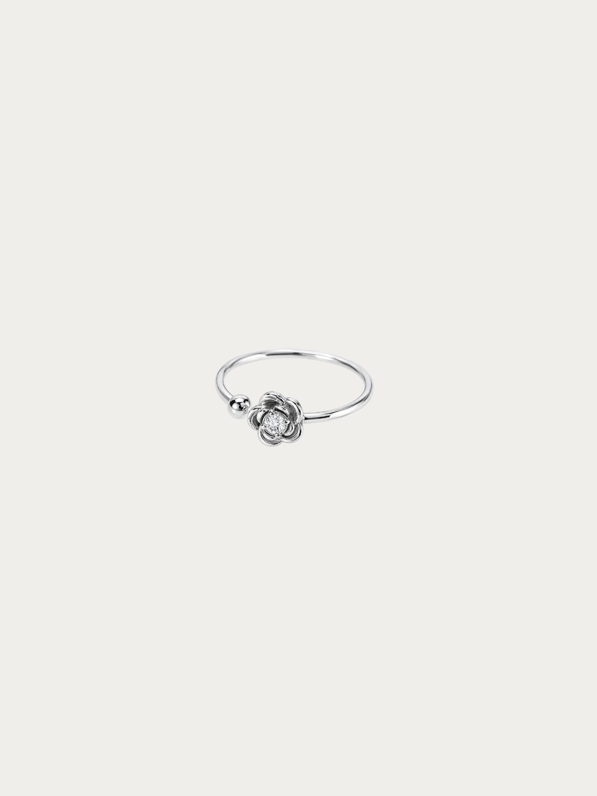 Belle Open Rose Ring in polished silver titanium