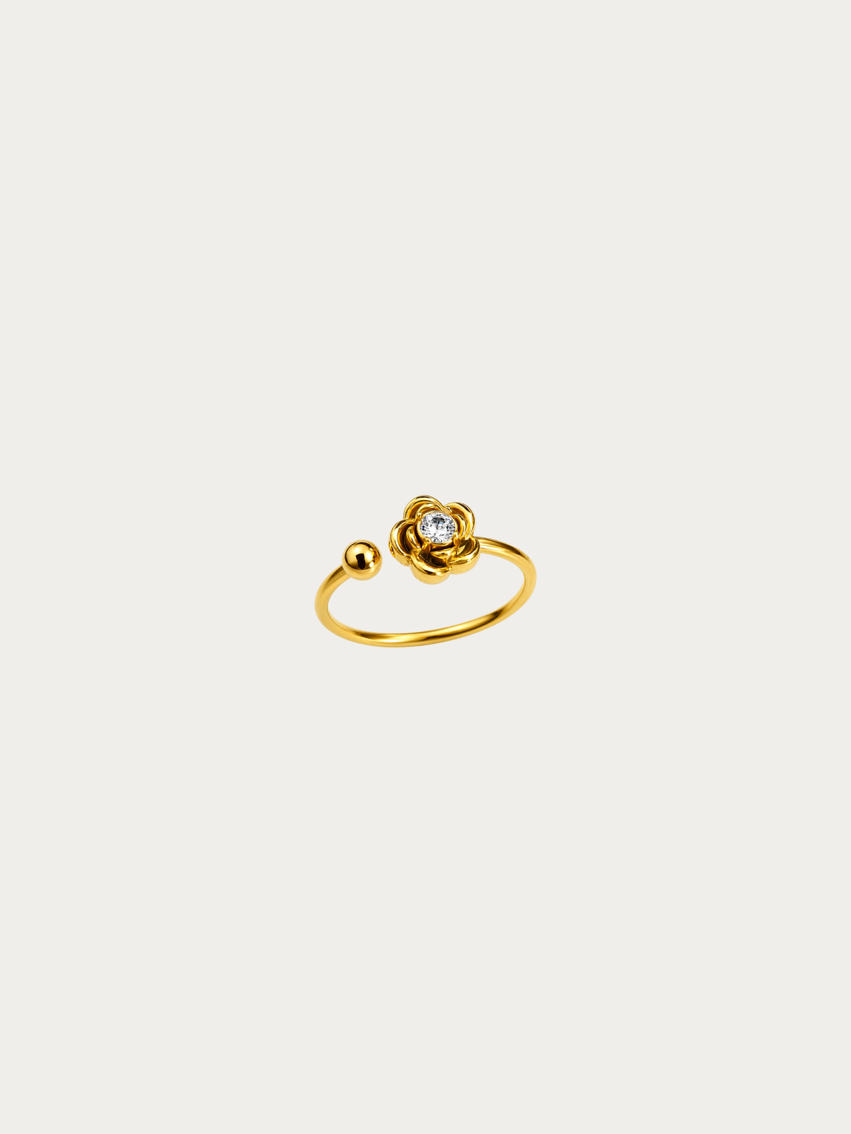 Belle Open Rose Ring in polished gold titanium
