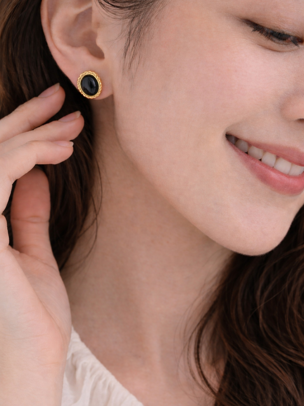 Minimal black onyx stud earrings MNML