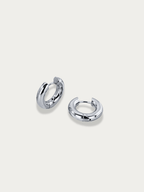 Blanca Bold Essential Hoop Earrings in silver tone titanium, chunky hoop product flatlay