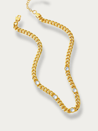 Bold curb chain necklace with cubic zirconia