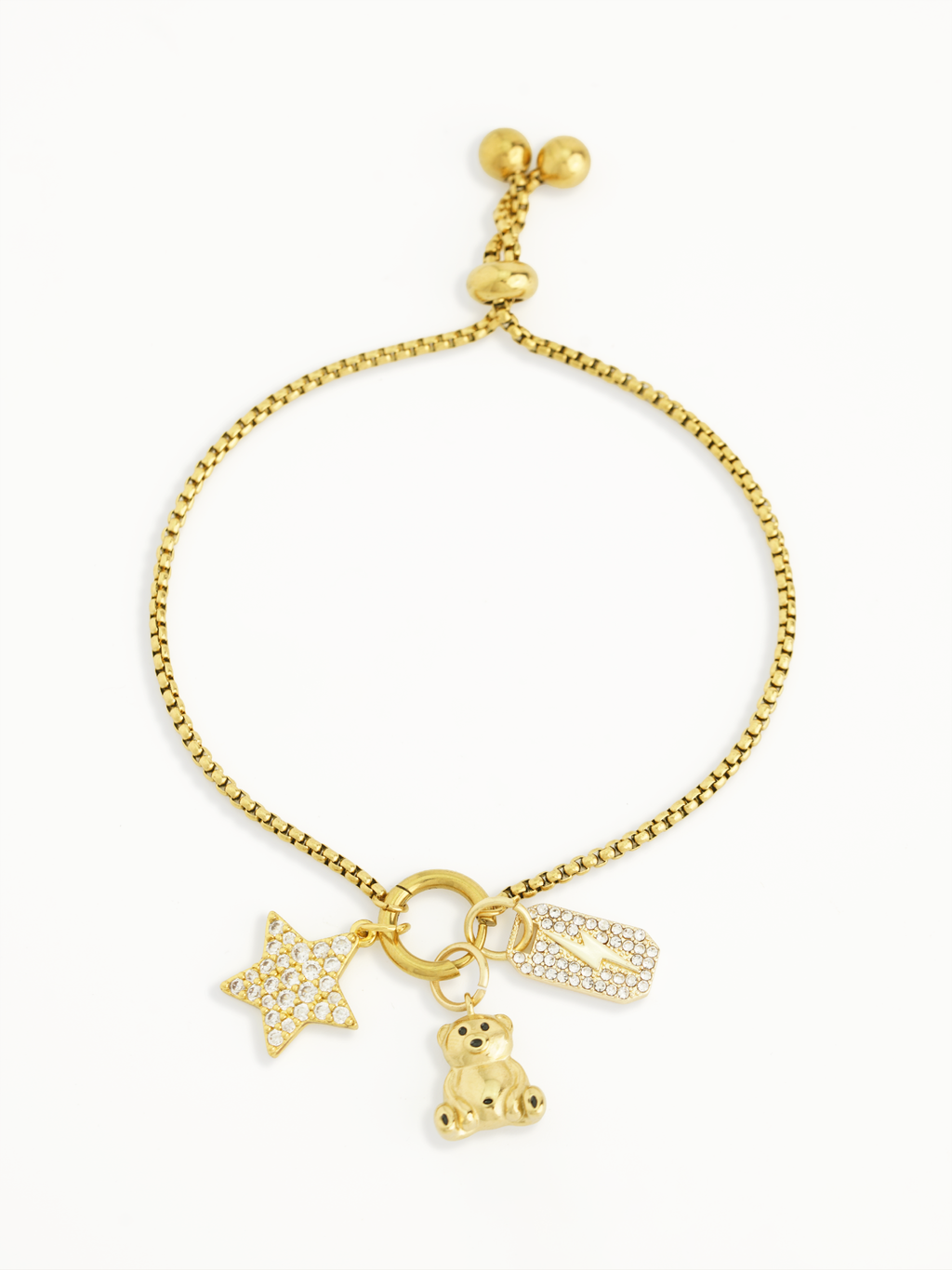 Gold lightning bolt charm statement jewellery