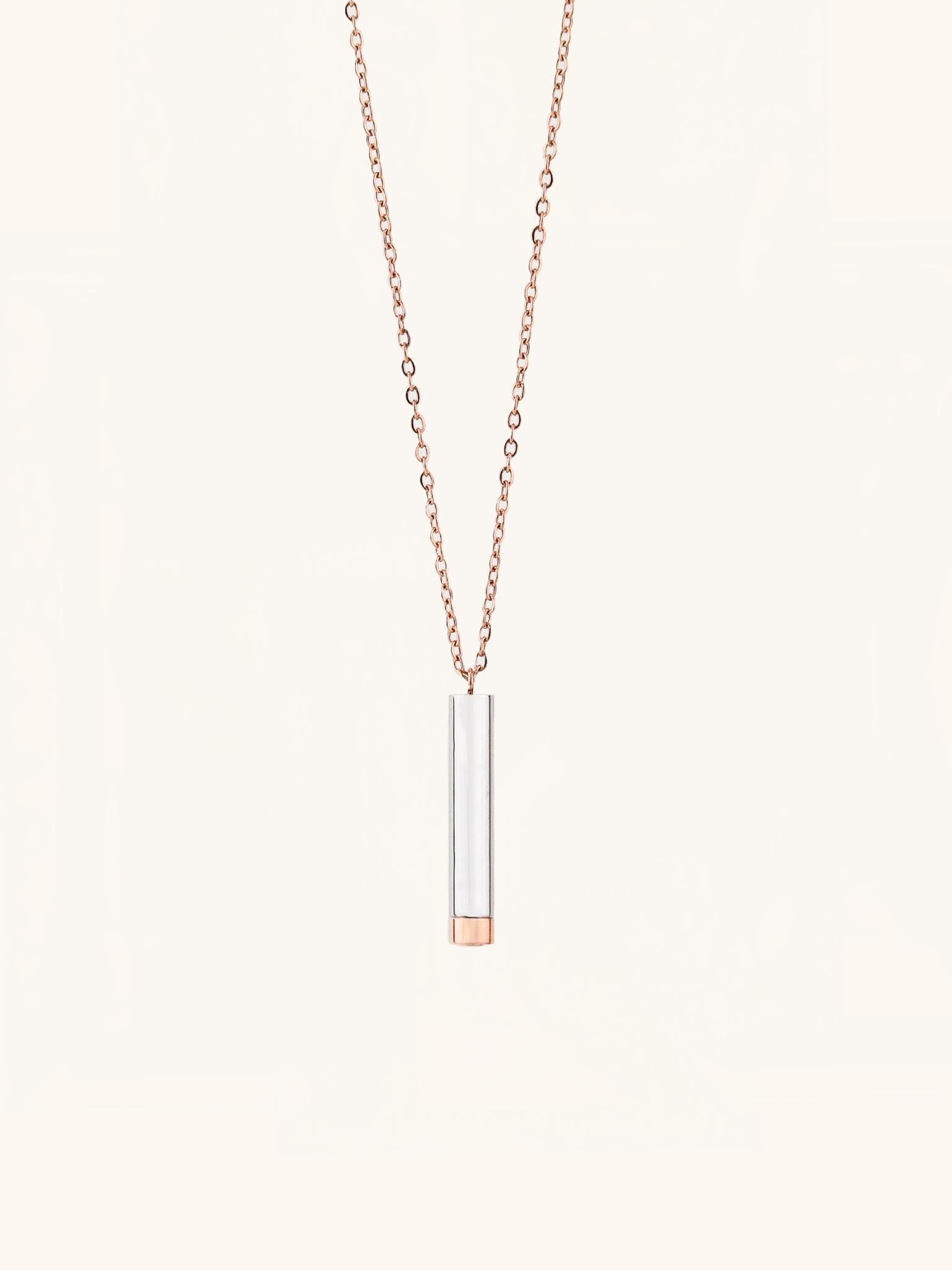 Round Cylinder Bar Engravable Necklace - Minimalist Lab