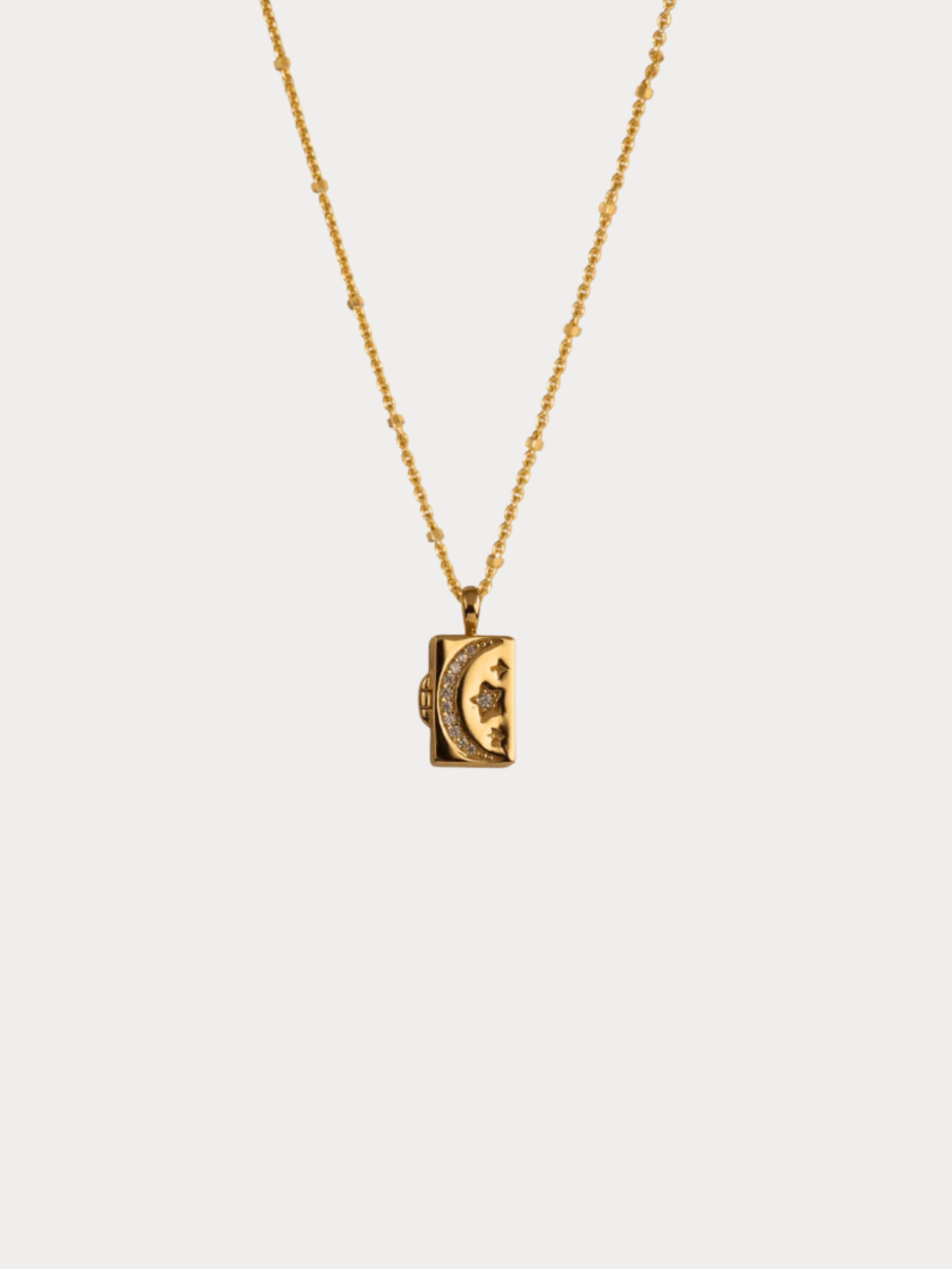 CALLISTA Galactic Locket Necklace in gold, full view