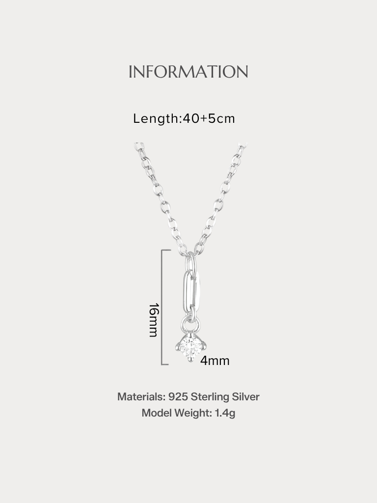 Side profile view of CAMILLE Diamond Drop Necklace