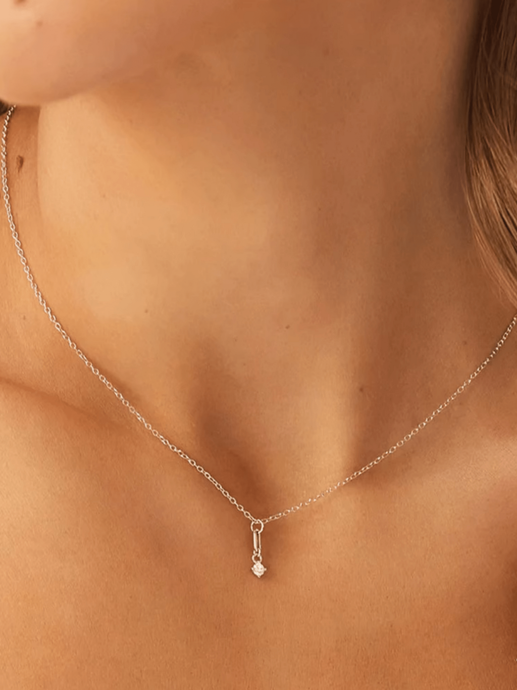 Close-up of CAMILLE Diamond Drop Necklace cubic zirconia stone