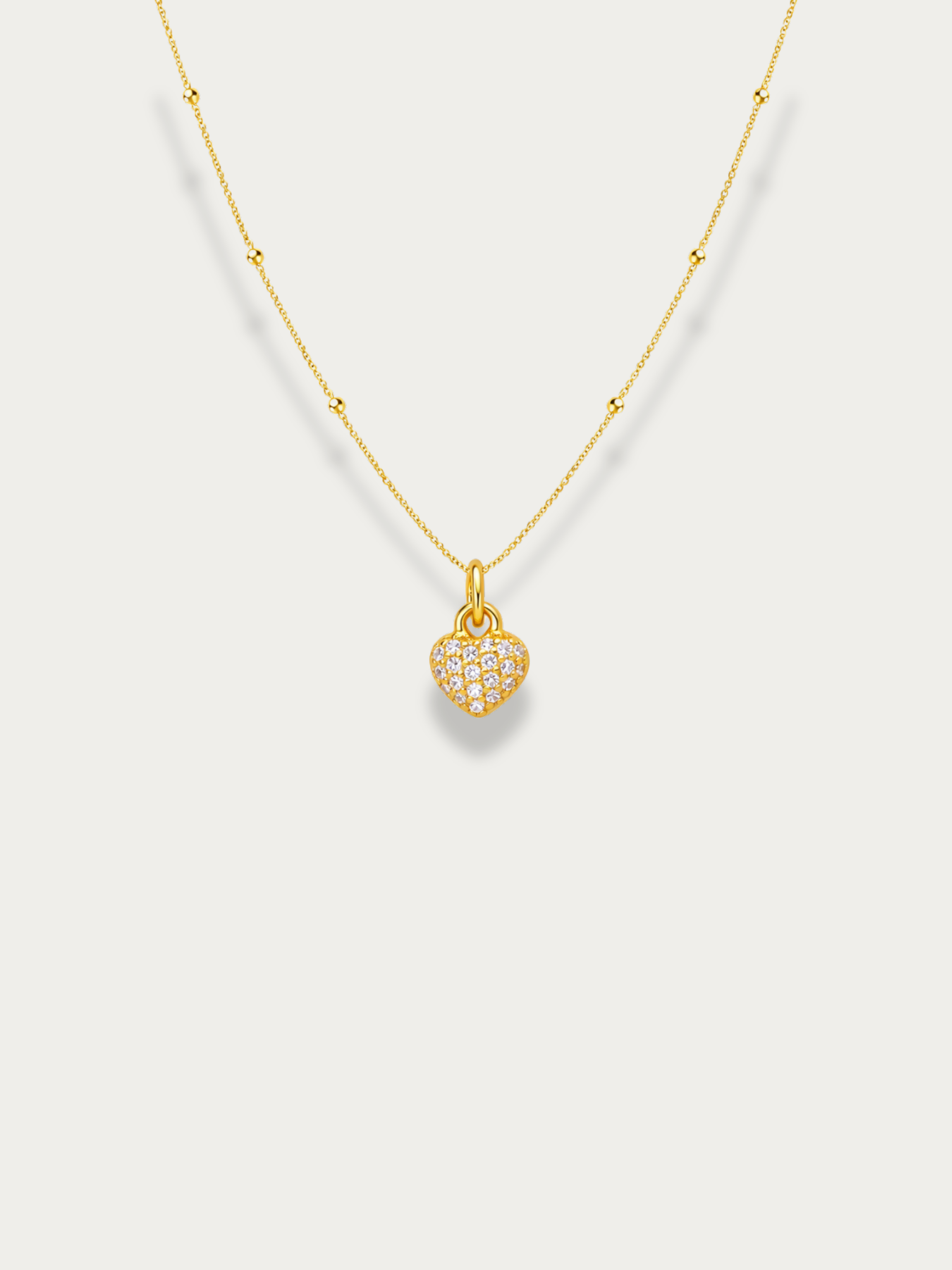 Cara Clear Zircon Heart Necklace gold pavé CZ heart pendant