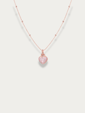 Close-up of pavé cubic zirconia heart pendant on Cara Necklace