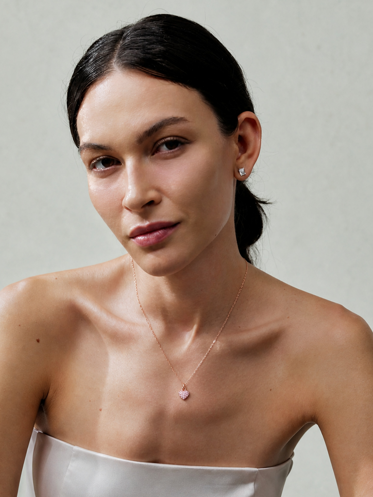 Cara Pink Zircon Heart Necklace
