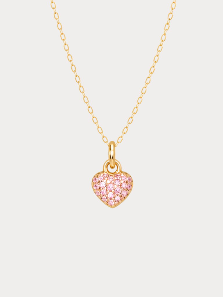 Cara Pink Zircon Heart Necklace