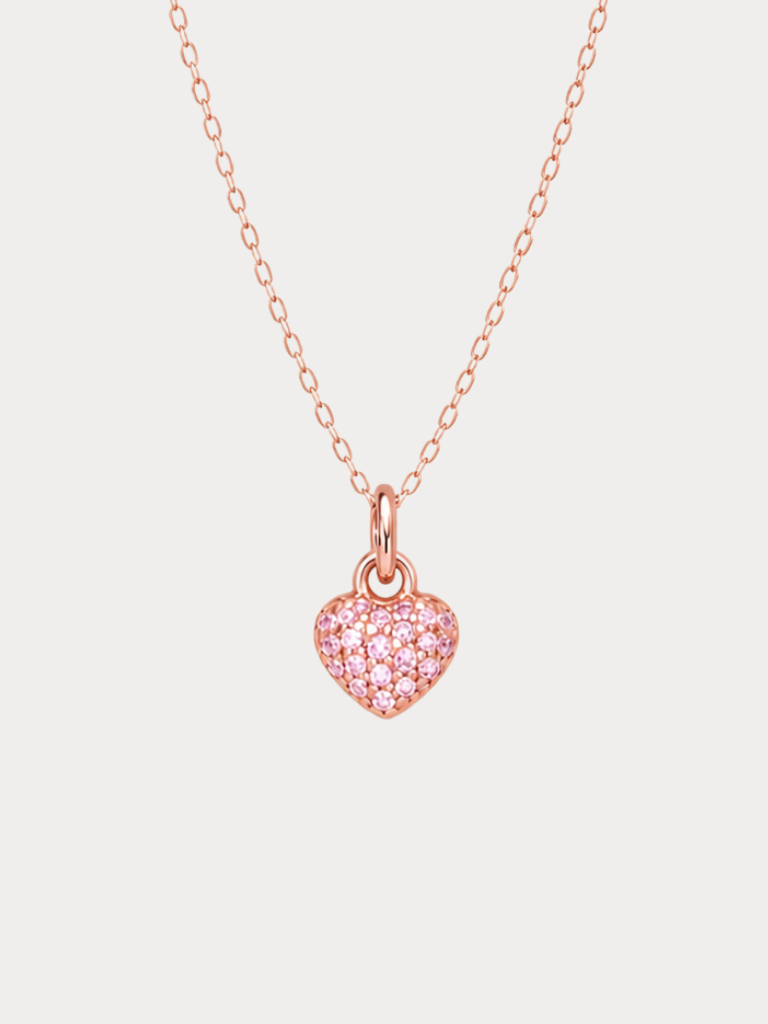Cara Pink Zircon Heart Necklace