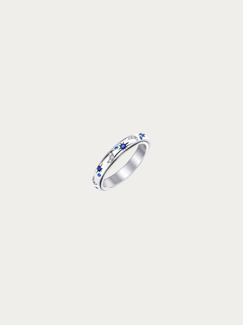 Cassiopeia Celestial Spin Ring in polished silver titanium