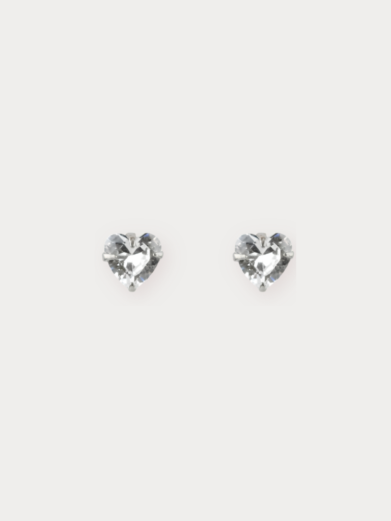 CECILIA Diamond Heart earrings pair, 925 sterling silver