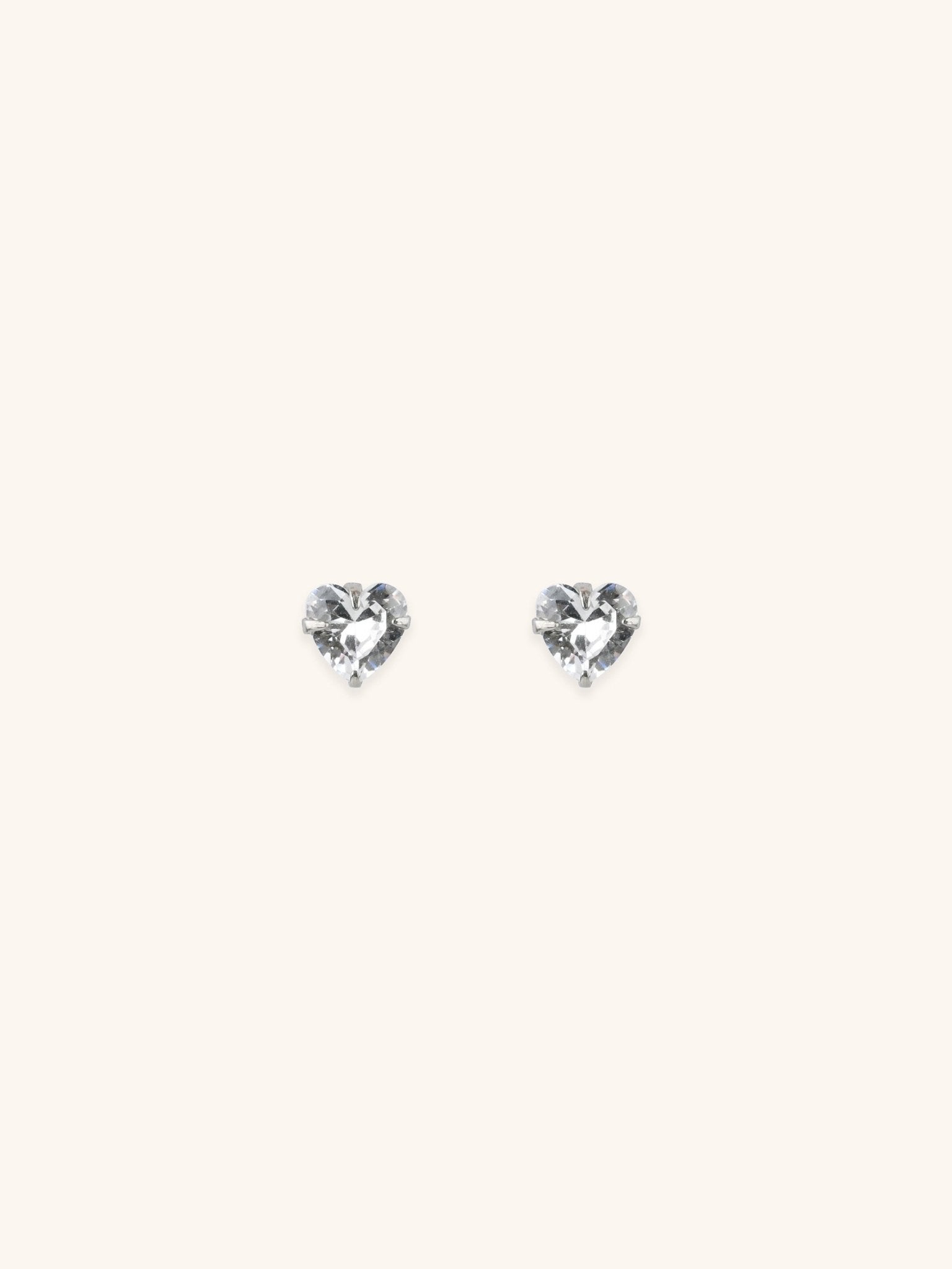 CECILIA Diamond Heart Sterling Silver Earstuds - Minimalist Lab
