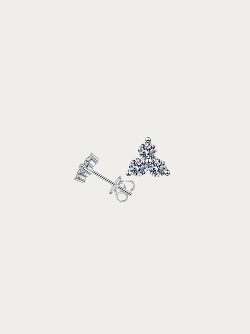 Celeste 0.6-Carat Trinity Moissanite Stud Earrings pair with three-stone setting