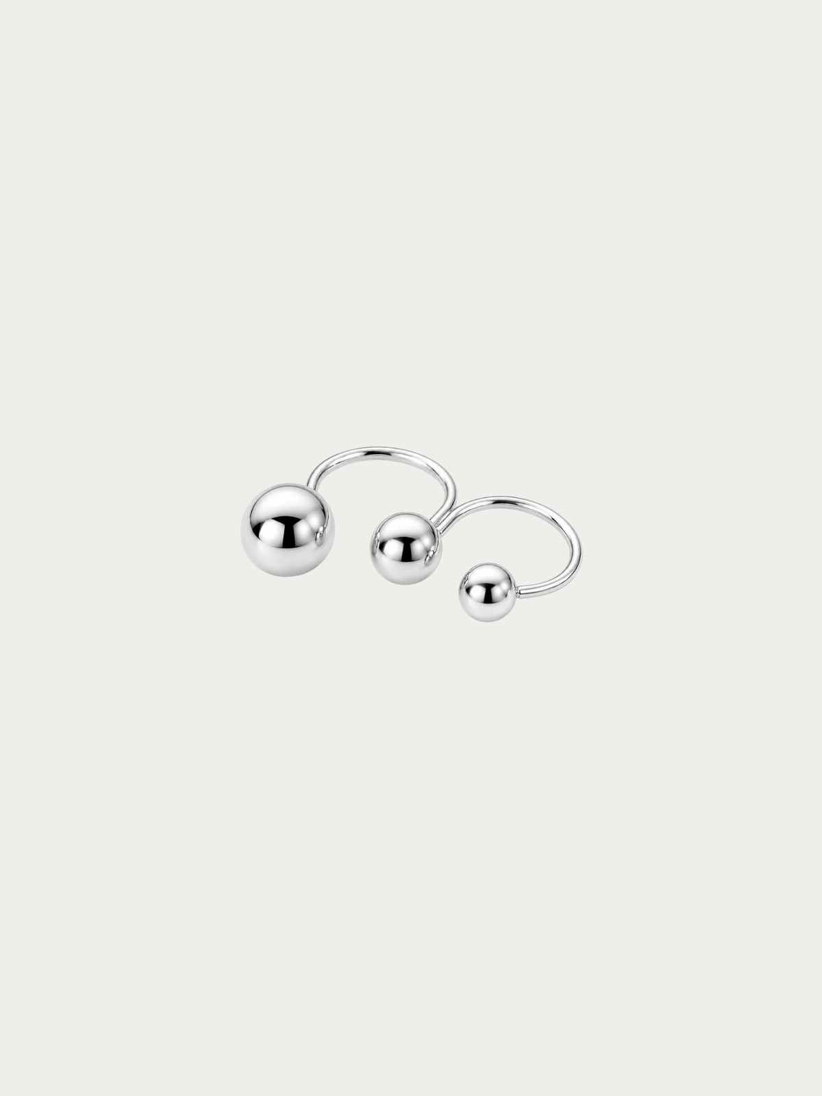 Célestin Dual Bead Two-Finger Ring in polished silver titanium