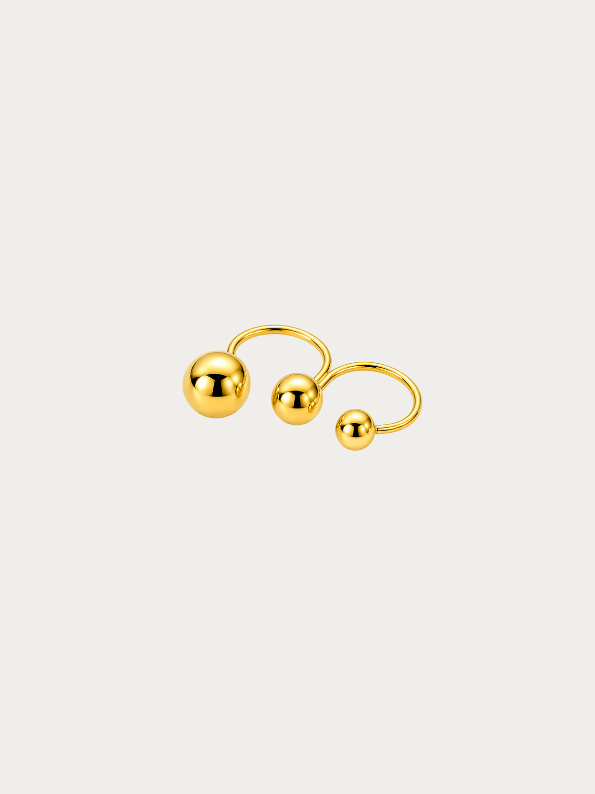 Célestin Dual Bead Two-Finger Ring in polished gold titanium
