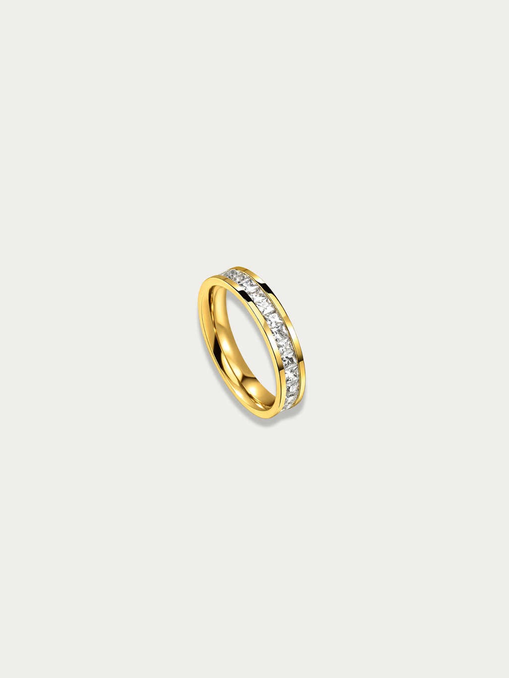 close up cubic zirconia channel set ring detail
