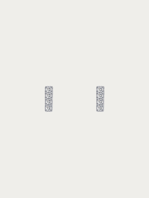 Charlize Moissanite Stack Bar Earrings pair in S925 silver with 8 round brilliant moissanite stones, studio hero shot