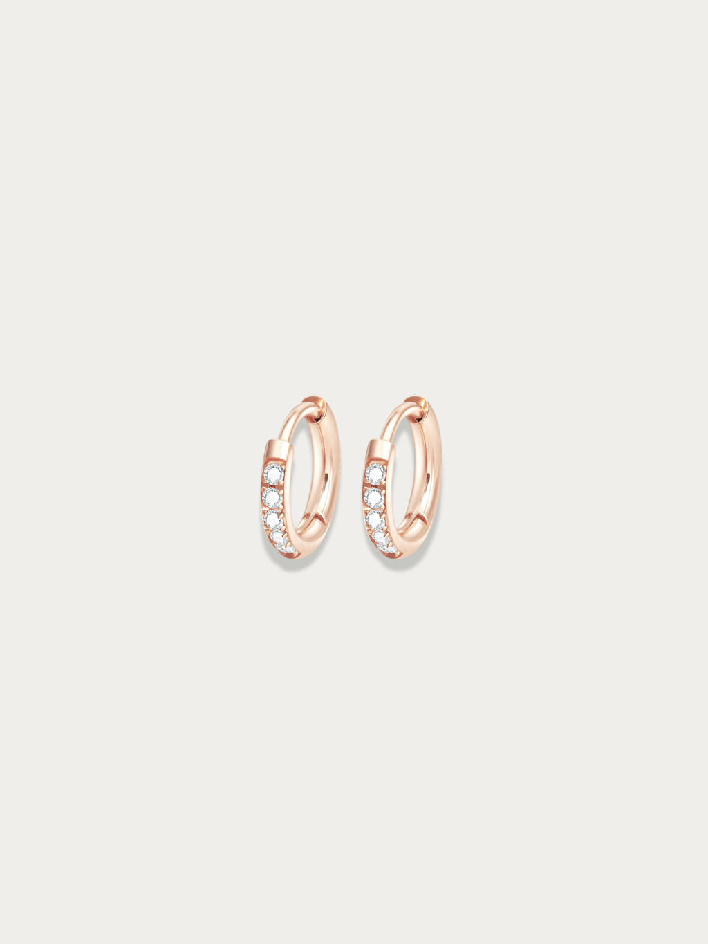 rose gold waterproof huggie earrings pavé design