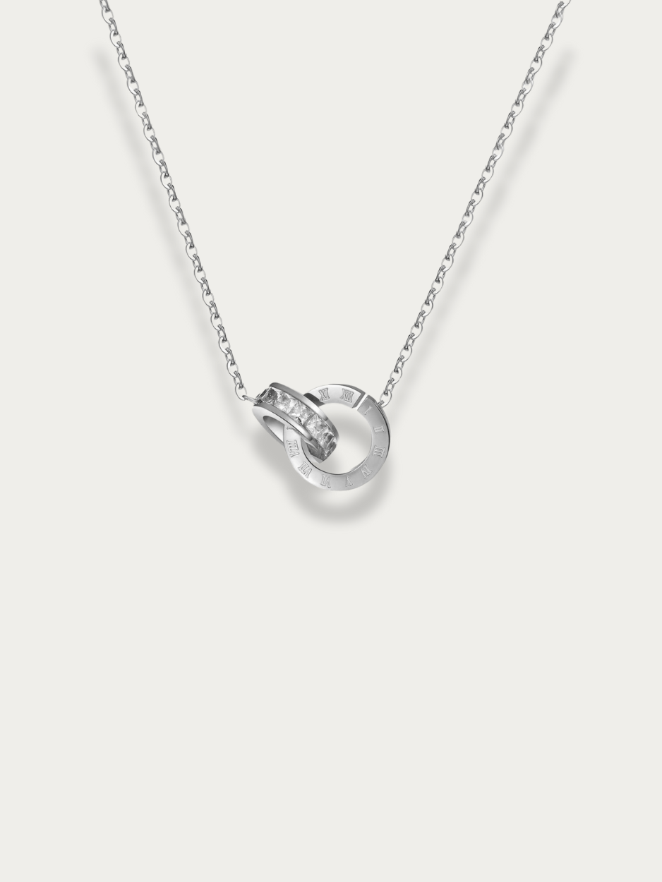 classic Roman numerals diamond band necklace titanium Malaysia