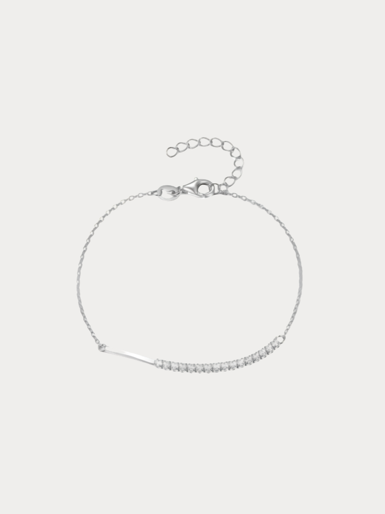 CLAUDE Cable Tennis Bracelet full flat lay, 925 sterling silver