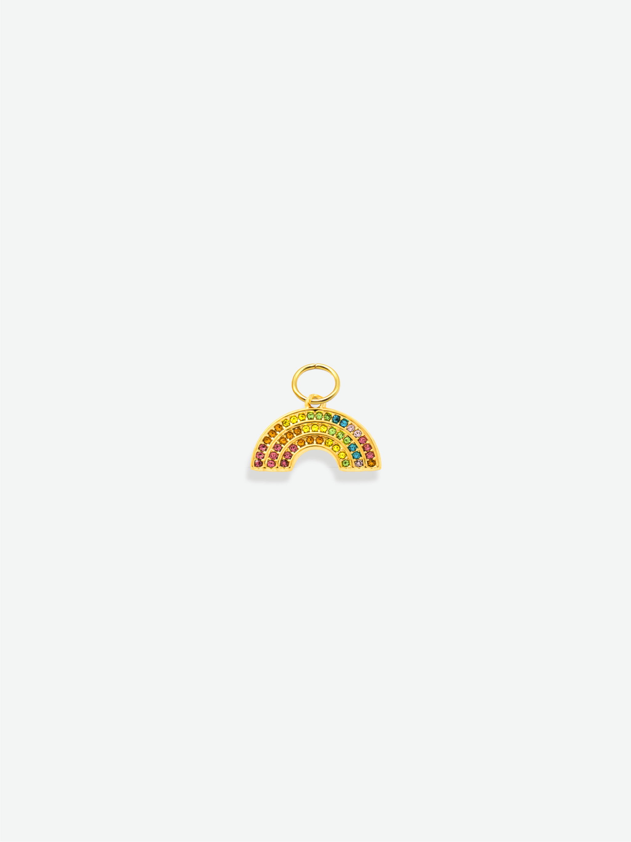 Colorful rhinestones rainbow charm 18K gold plated stainless steel