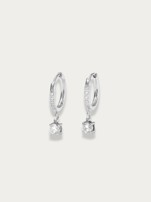 core spark huggie earrings drop stone front view