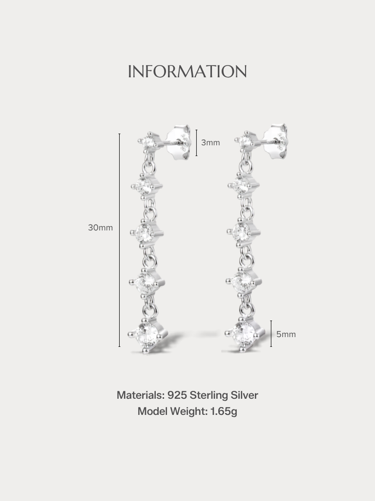 COREY Cascade Diamond Ear Studs size and material specifications