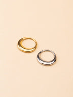 Crescent Nose Ring gold and silver tone titanium, seamless segment ring product flatlay