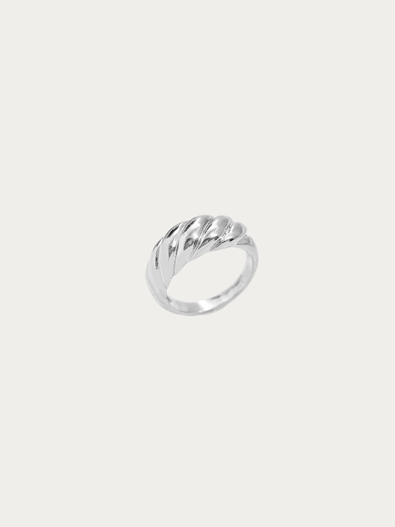 Croissant Dome Ring in natural silver titanium finish