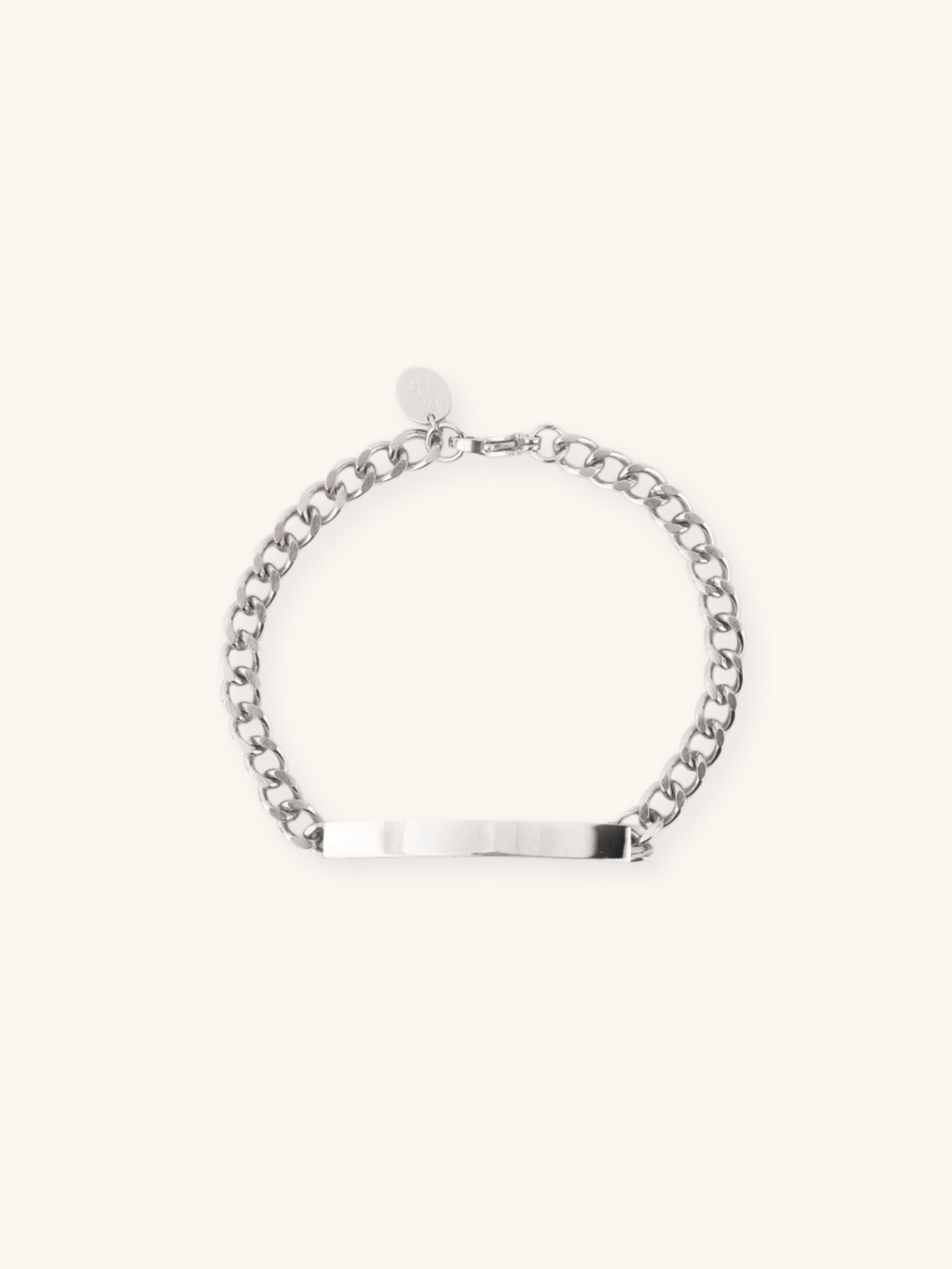 Curb Chain Engravable Plate Bracelet silver stainless steel