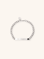 Curb Chain Engravable Plate Bracelet silver stainless steel