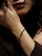 Curb Mixed Layer Chain Bracelet silver tone stacked on wrist, MNML Malaysia bold chain styling