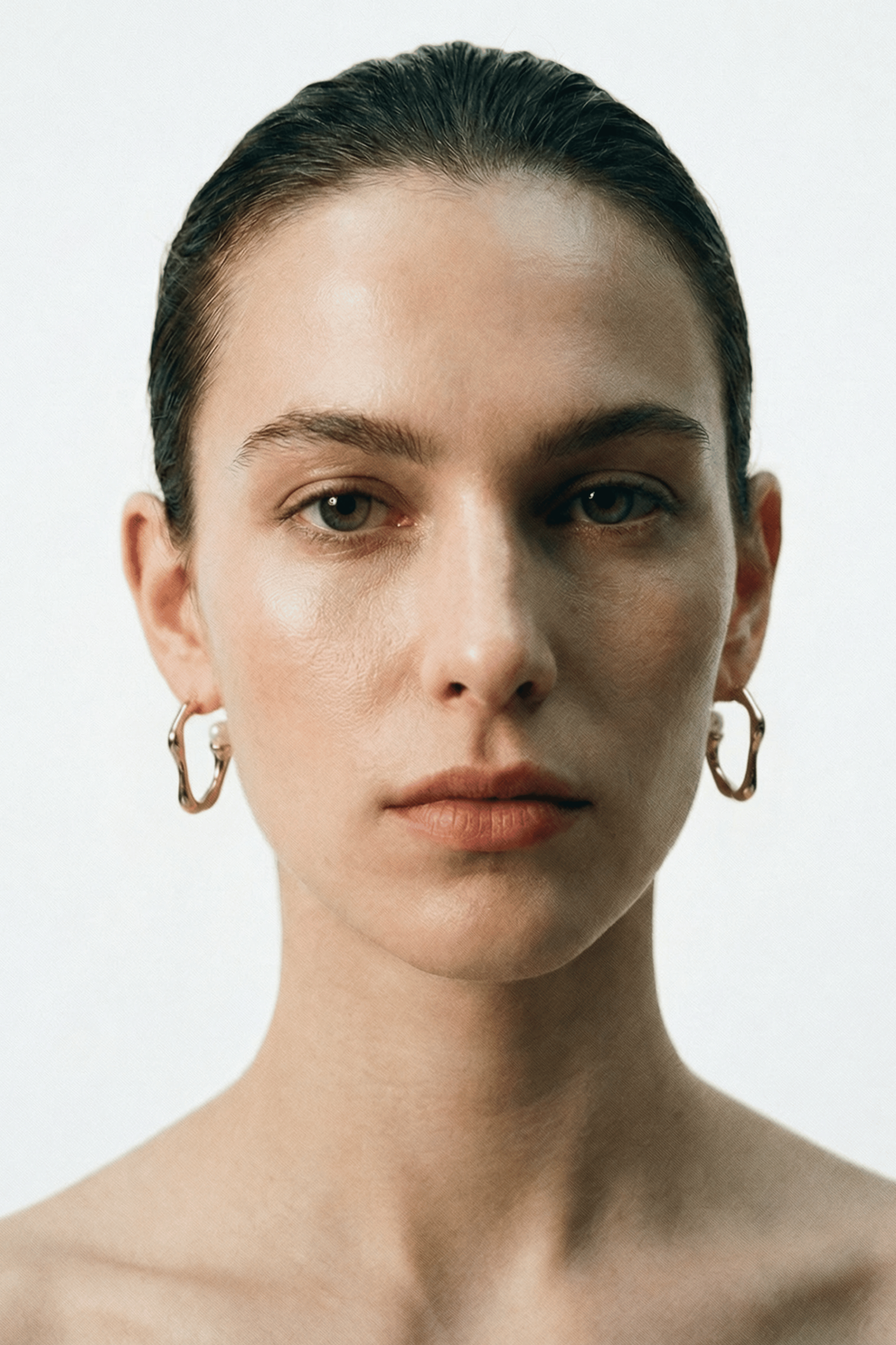 sculptural curve earrings worn on ear