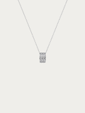Danielle Rolling Stone Box Chain Necklace with barrel pendant in sterling silver