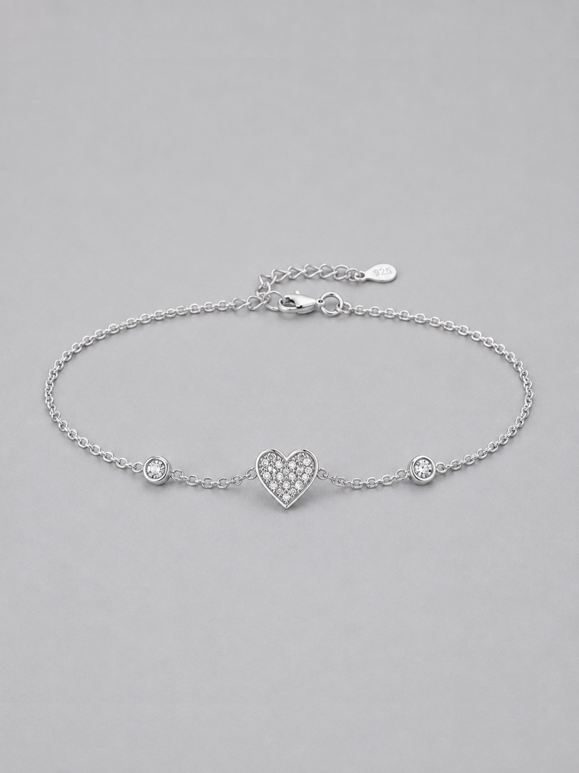 Macro detail of pavé heart charm on Daydreamer CZ Heart Charm Bracelet