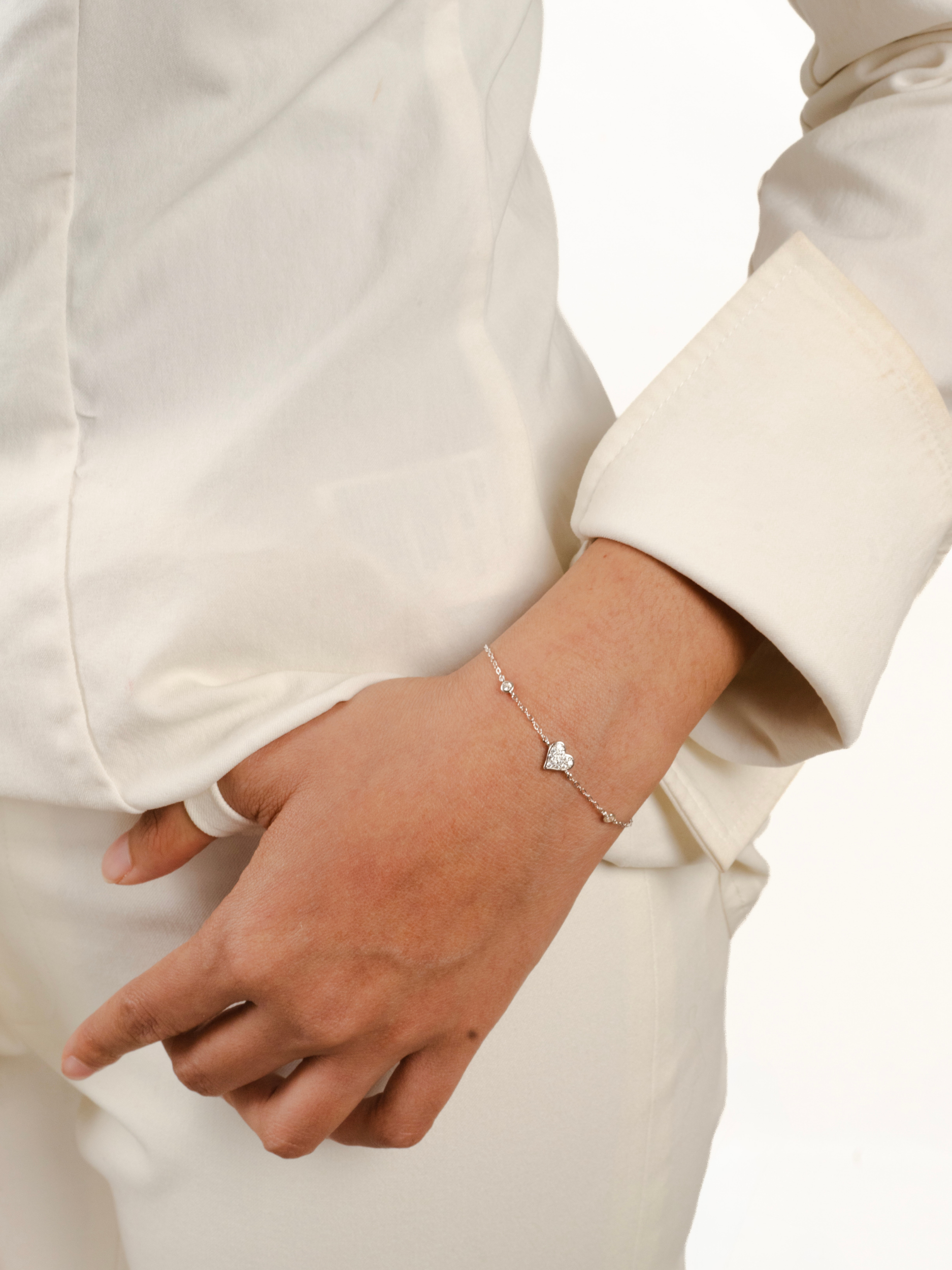 Daydreamer CZ Heart Charm Bracelet worn on wrist