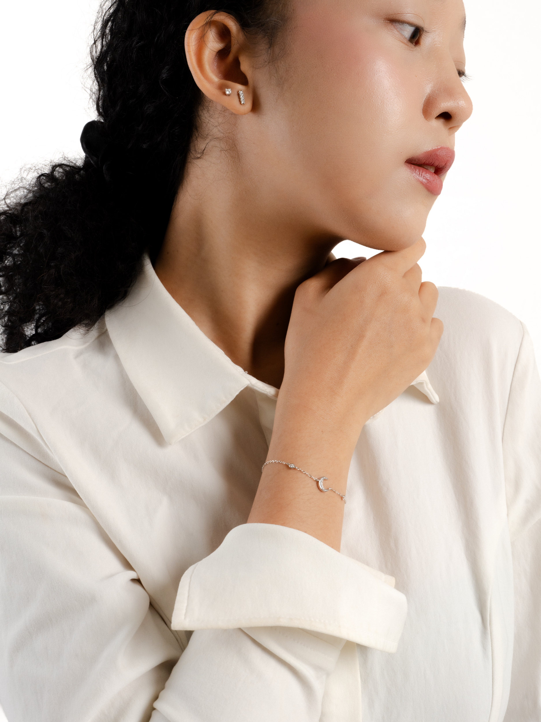 Daydreamer CZ Luna Moon Charm Bracelet worn on wrist